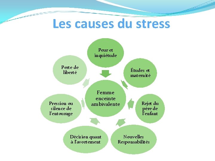 Les causes du stress Peur et inquiétude Perte de liberté Pression ou silence de