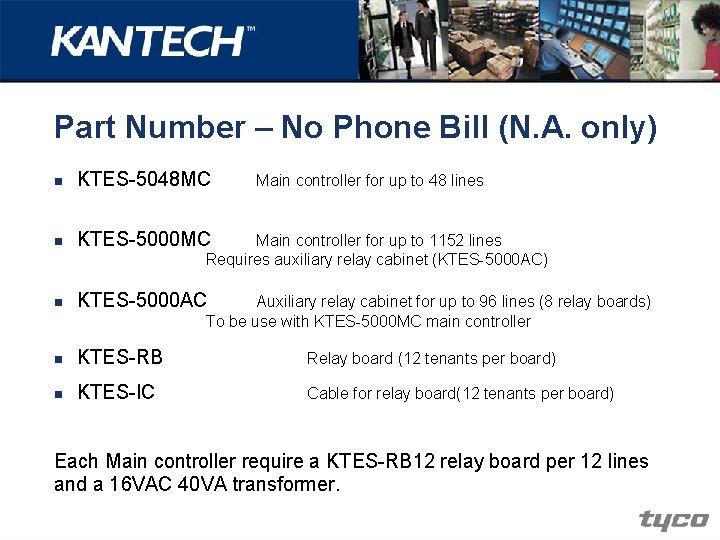 Part Number – No Phone Bill (N. A. only) n KTES-5048 MC n KTES-5000