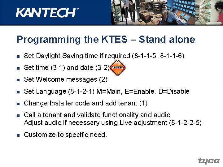 Programming the KTES – Stand alone n Set Daylight Saving time if required (8