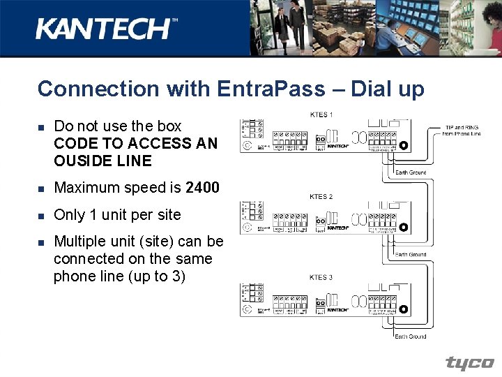 Connection with Entra. Pass – Dial up n Do not use the box CODE