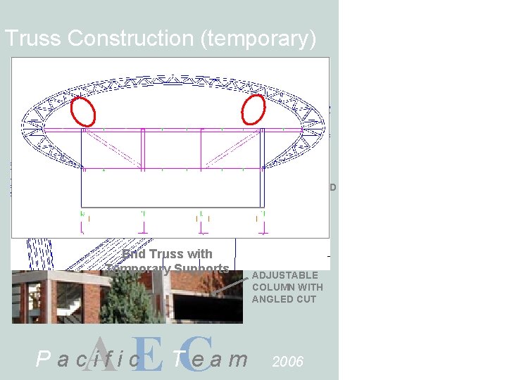 Truss Construction (temporary) PREFABRICATED C-CLAMP BOLTS SLOTTED ANGLE WELDED TO COLUMN End Truss with