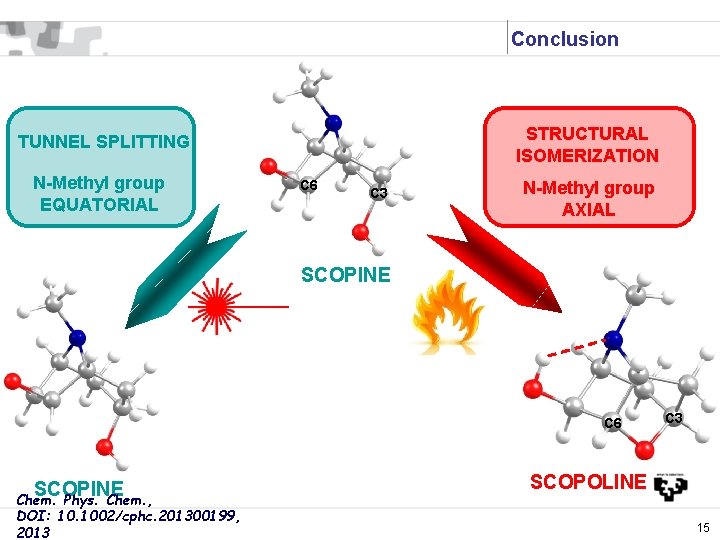 Conclusion STRUCTURAL ISOMERIZATION TUNNEL SPLITTING N-Methyl group EQUATORIAL C 6 C 3 N-Methyl group