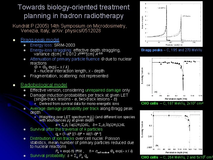 Towards biology-oriented treatment planning in hadron radiotherapy Kundrát P (2005) 14 th Symposium on