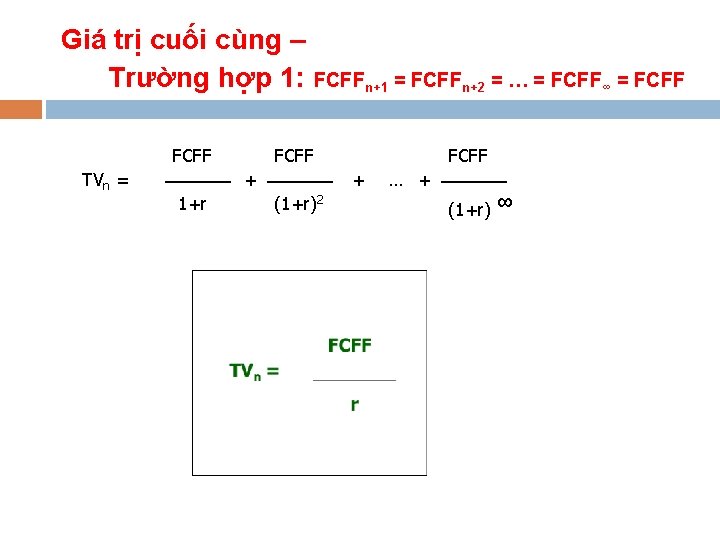 Giá trị cuối cùng – Trường hợp 1: FCFF TVn = FCFFn+1 = FCFFn+2