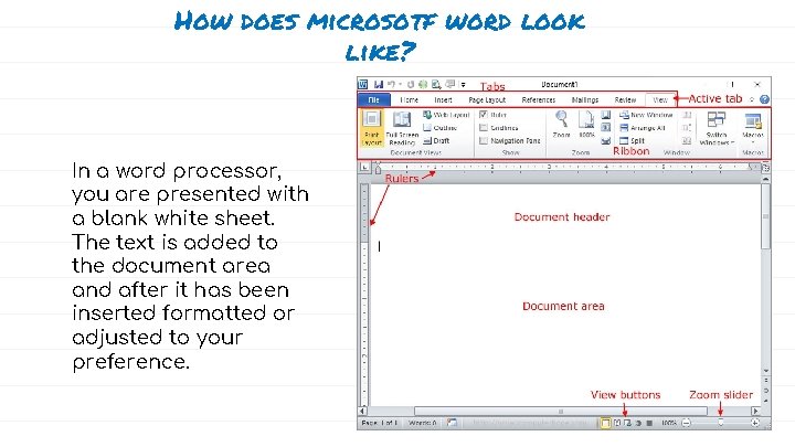 How does microsotf word look like? In a word processor, you are presented with