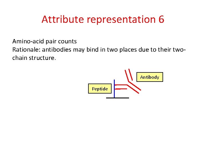 Attribute representation 6 Amino-acid pair counts Rationale: antibodies may bind in two places due