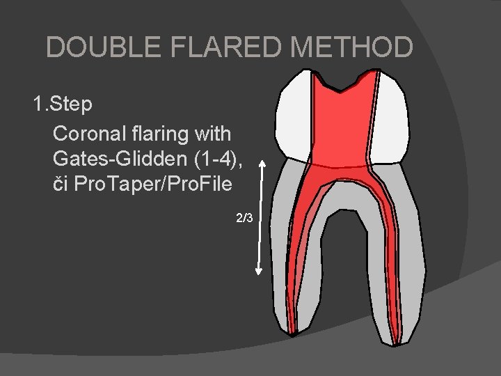 DOUBLE FLARED METHOD 1. Step Coronal flaring with Gates-Glidden (1 -4), či Pro. Taper/Pro.