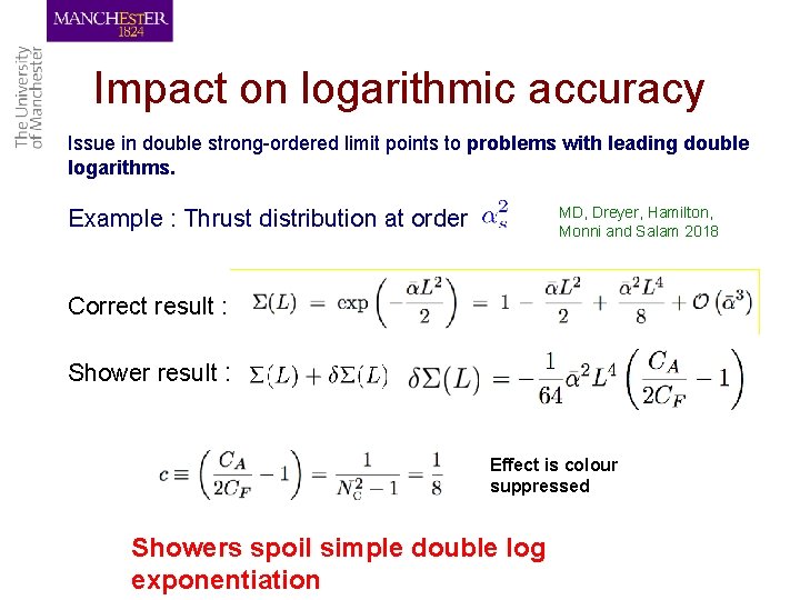Impact on logarithmic accuracy Issue in double strong-ordered limit points to problems with leading