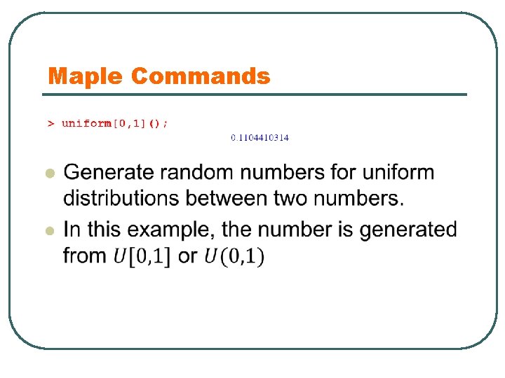 Maple Commands l 