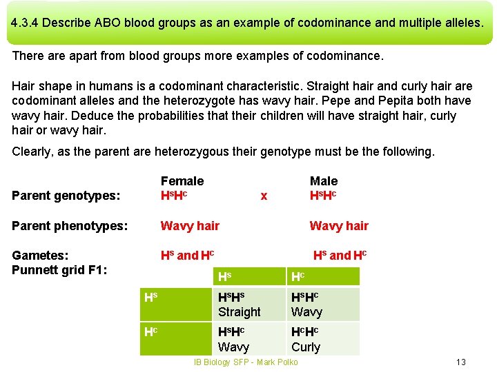 4. 3. 4 Describe ABO blood groups as an example of codominance and multiple