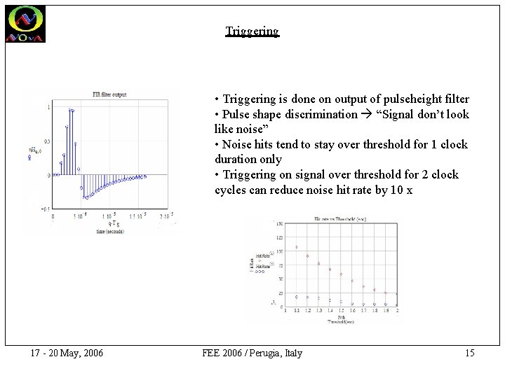 Triggering • Triggering is done on output of pulseheight filter • Pulse shape discrimination