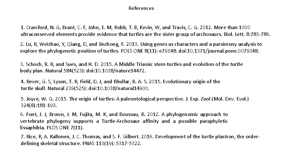 References 1. Crawford, N. G, Brant, C. F, John, E. M, Robb, T. B,