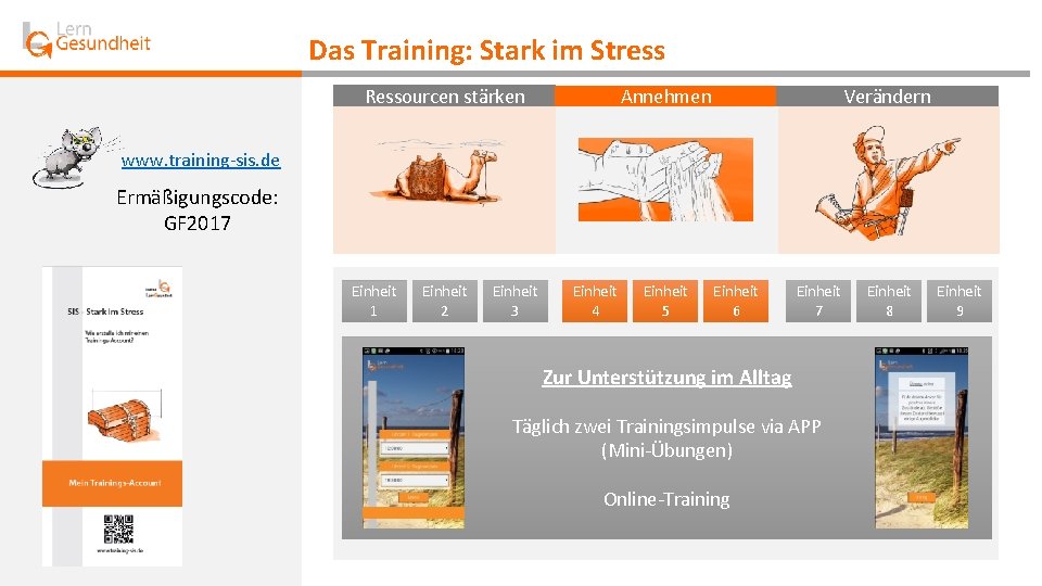 Das Training: Stark im Stress Ressourcen stärken Annehmen Verändern www. training-sis. de Ermäßigungscode: GF