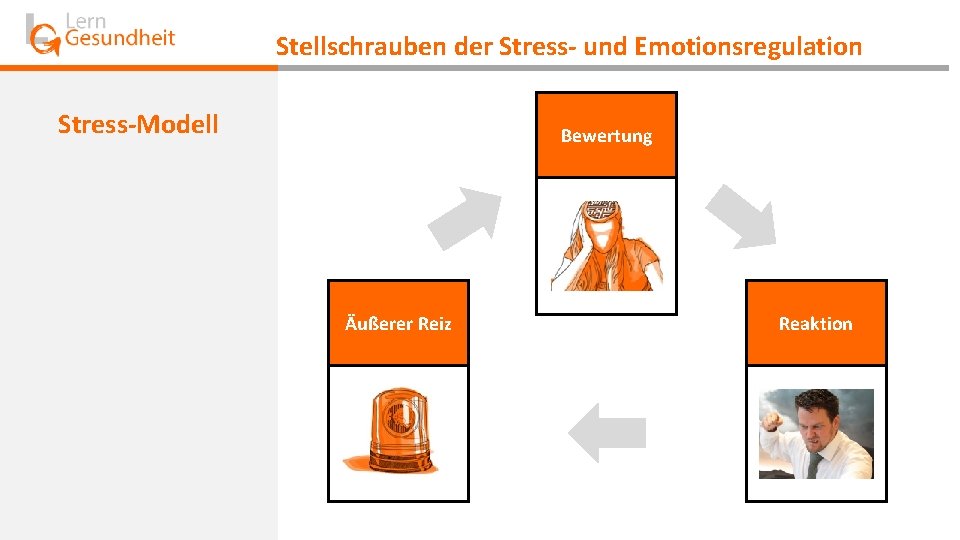 Stellschrauben der Stress- und Emotionsregulation Stress-Modell Bewertung Äußerer Reiz Reaktion 