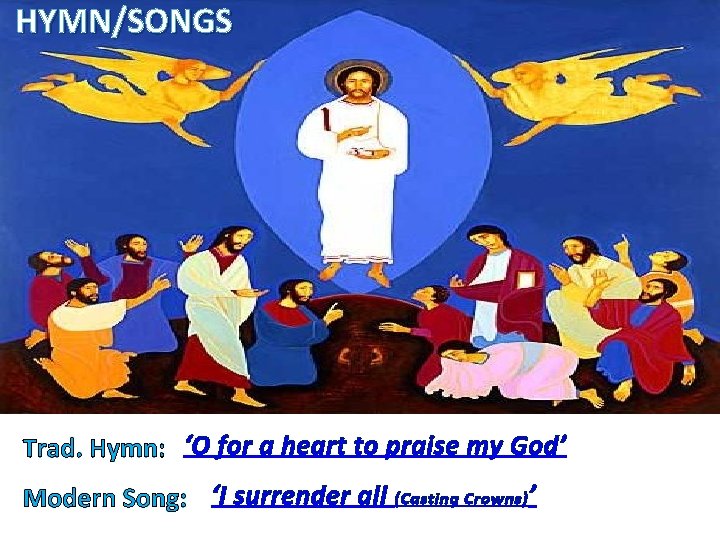 HYMN/SONGS Trad. Hymn: ‘O for a heart to praise my God’ Modern Song: ‘I