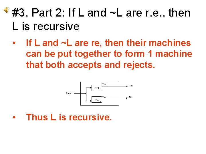 #3, Part 2: If L and ~L are r. e. , then L is