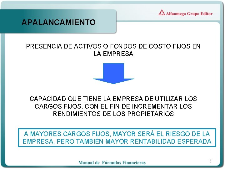 APALANCAMIENTO PRESENCIA DE ACTIVOS O FONDOS DE COSTO FIJOS EN LA EMPRESA CAPACIDAD QUE