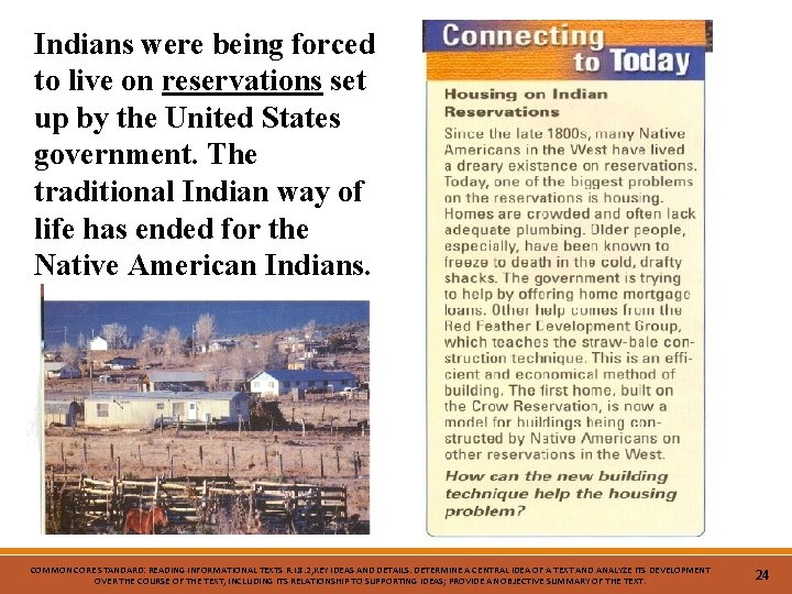 Indians were being forced to live on reservations set up by the United States