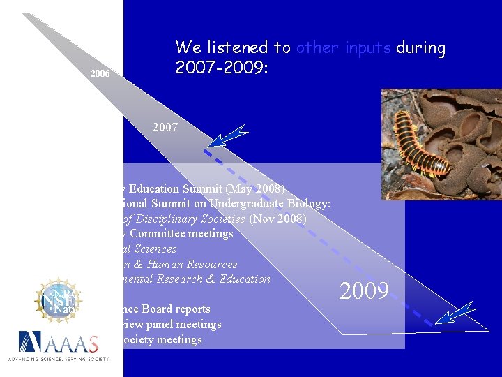 2006 We listened to other inputs during 2007 -2009: 2007 • AIBS Biology Education