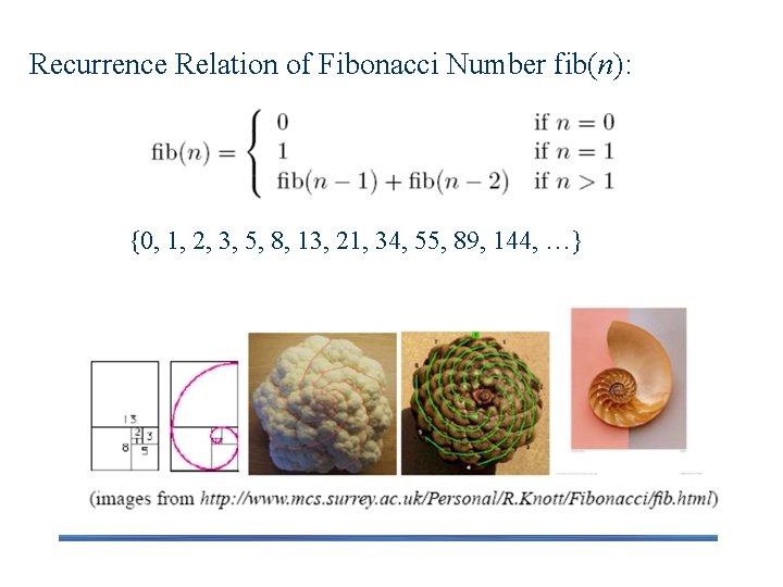 Recurrence Relation of Fibonacci Number fib(n): {0, 1, 2, 3, 5, 8, 13, 21,