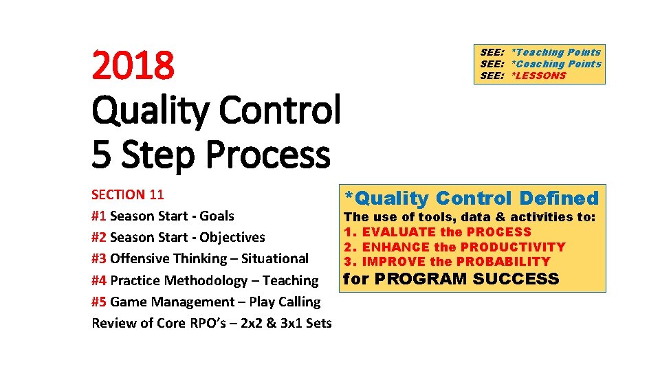 2018 Quality Control 5 Step Process SECTION 11