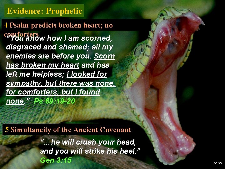 Evidence: Prophetic 4 Psalm predicts broken heart; no comforters “You know how I am