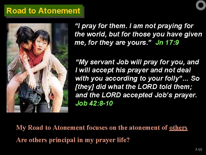 Road to Atonement “I pray for them. I am not praying for the world,