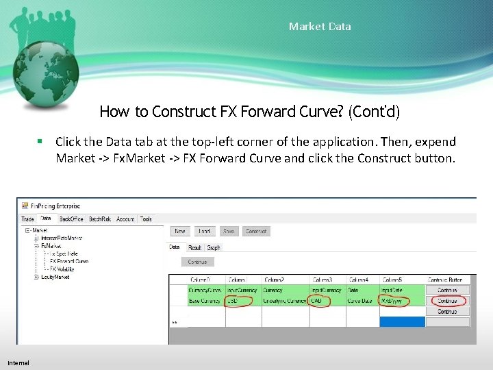 Market Data How to Construct FX Forward Curve? (Cont'd) Click the Data tab at