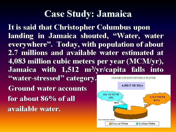 Case Study: Jamaica It is said that Christopher Columbus upon landing in Jamaica shouted,