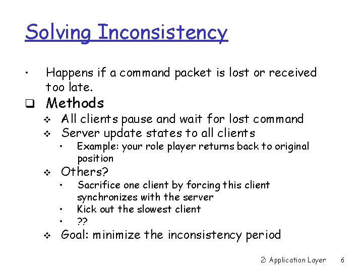 Solving Inconsistency • Happens if a command packet is lost or received too late.
