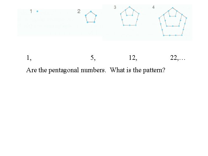 1, 5, 12, Are the pentagonal numbers. What is the pattern? 22, … 