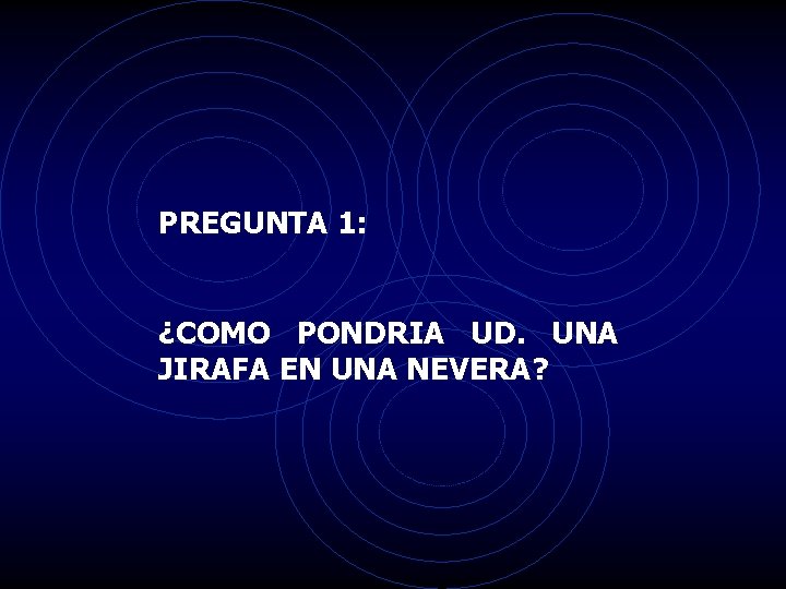 PREGUNTA 1: ¿COMO PONDRIA UD. UNA JIRAFA EN UNA NEVERA? 