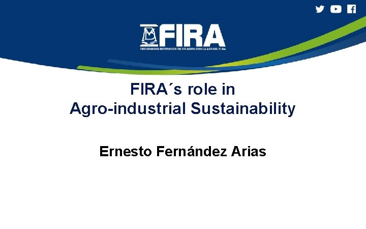 FIRA´s role in Agro-industrial Sustainability Ernesto Fernández Arias 