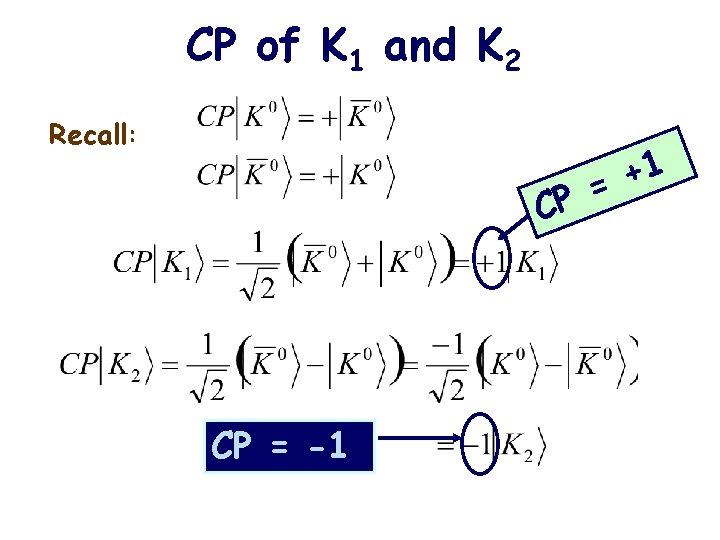 CP of K 1 and K 2 Recall: 1 + = P C CP