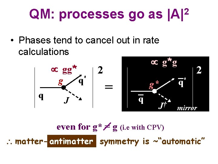 QM: processes go as |A|2 • Phases tend to cancel out in rate calculations