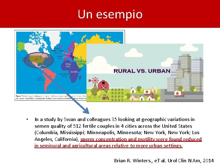 Un esempio • In a study by Swan and colleagues 35 looking at geographic