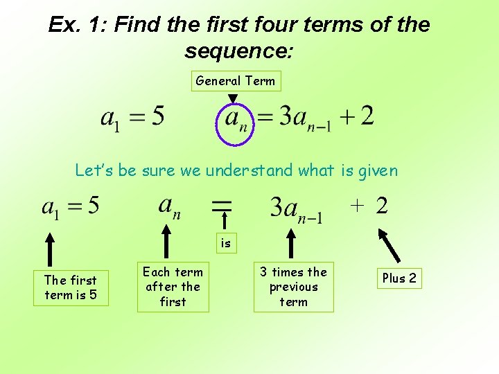 Warmup Finding Terms of a Sequence 1 Find