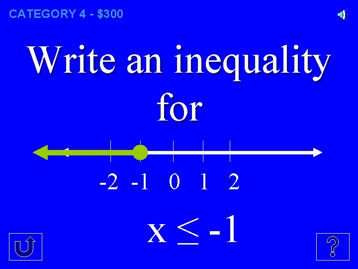 CATEGORY 4 - $300 Write an inequality for -2 -1 0 1 2 x