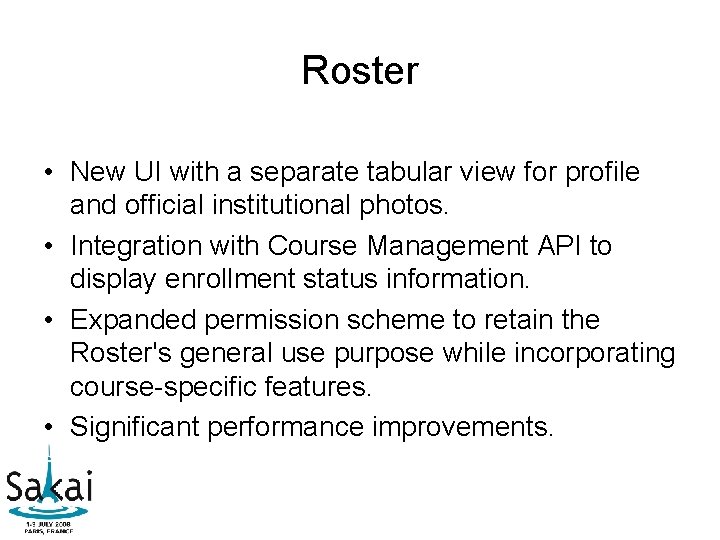Roster • New UI with a separate tabular view for profile and official institutional Roster • New UI with a separate tabular view for profile and official institutional
