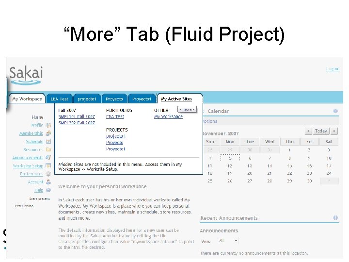 “More” Tab (Fluid Project) “More” Tab (Fluid Project)