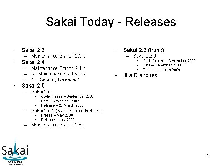Sakai Today - Releases • Sakai 2. 3 • – Maintenance Branch 2. 3. Sakai Today - Releases • Sakai 2. 3 • – Maintenance Branch 2. 3.