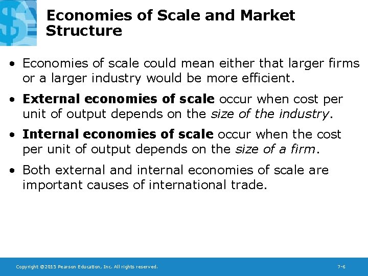 Economies of Scale and Market Structure • Economies of scale could mean either that Economies of Scale and Market Structure • Economies of scale could mean either that