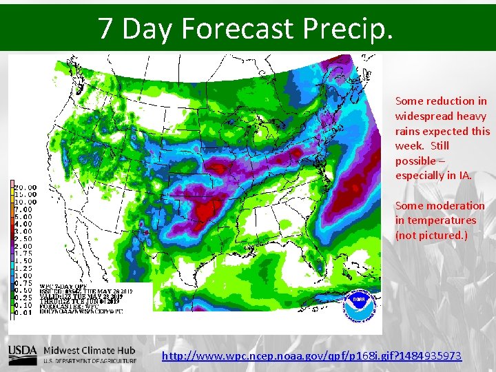 7 Day Forecast Precip. Some reduction in widespread heavy rains expected this week. Still