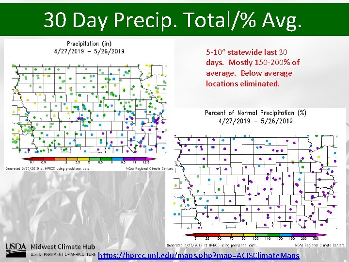 30 Day Precip. Total/% Avg. 5 -10” statewide last 30 days. Mostly 150 -200%