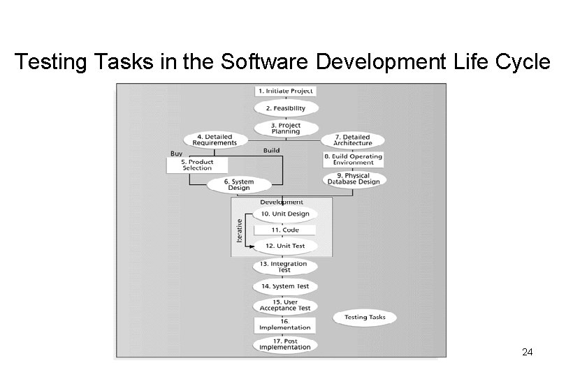 Testing Tasks in the Software Development Life Cycle 24 