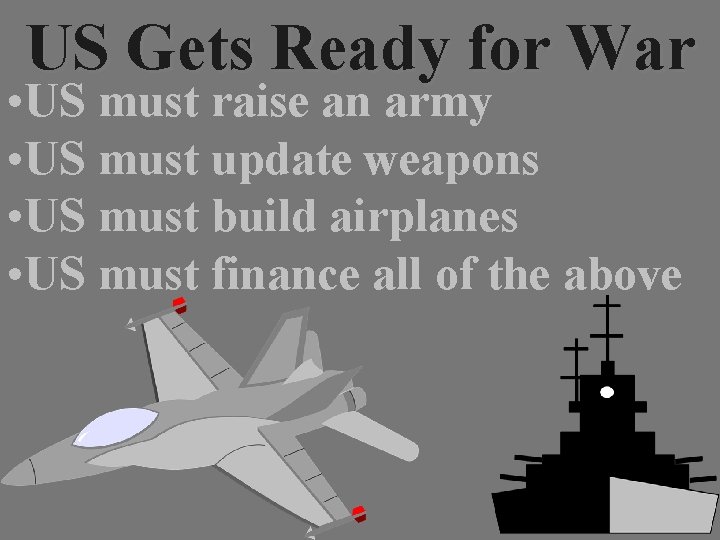 US Gets Ready for War • US must raise an army • US must
