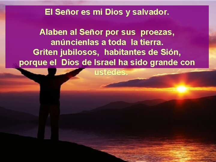 El Señor es mi Dios y salvador. Alaben al Señor por sus proezas, anúncienlas