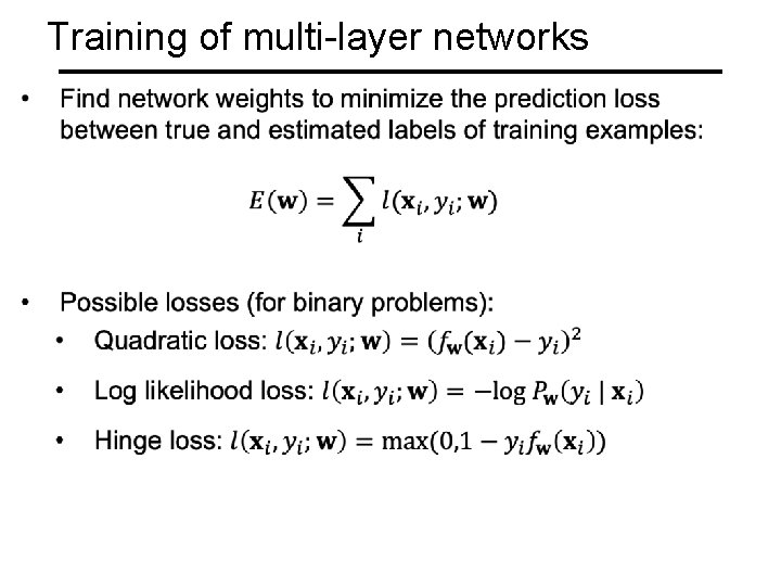 Training of multi-layer networks 