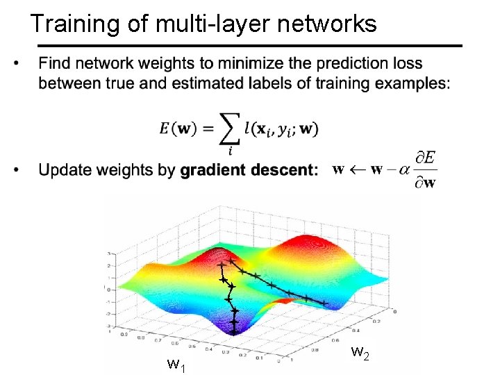 Training of multi-layer networks w 1 w 2 