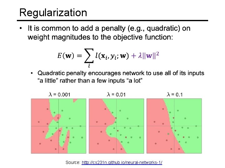 Regularization Source: http: //cs 231 n. github. io/neural-networks-1/ 